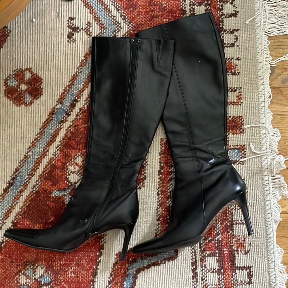 Knee High Black Leather Boots